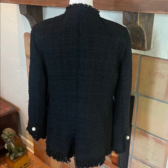 Zara Black Tweed Military Style Open Jacket, size M - Picture 6 of 9
